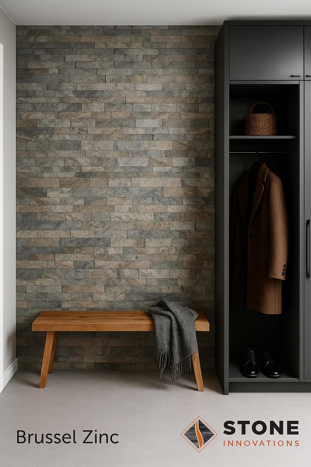BRUSSELS ZINC Quartz Natural Stone Peel & Stick 15 x 60 cm