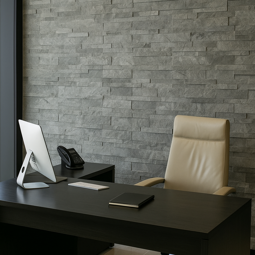 SINGAPORE SILVER GREY Quartz Natural Stone Wall Tile Peel & Stick 15 x 60 cm