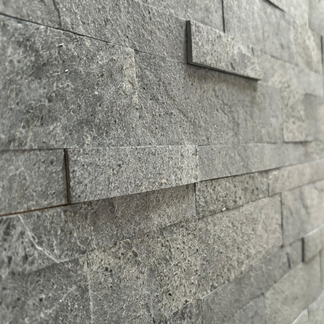 SINGAPORE SILVER GREY Quartz Natural Stone Wall Tile Peel & Stick 15 x 60 cm