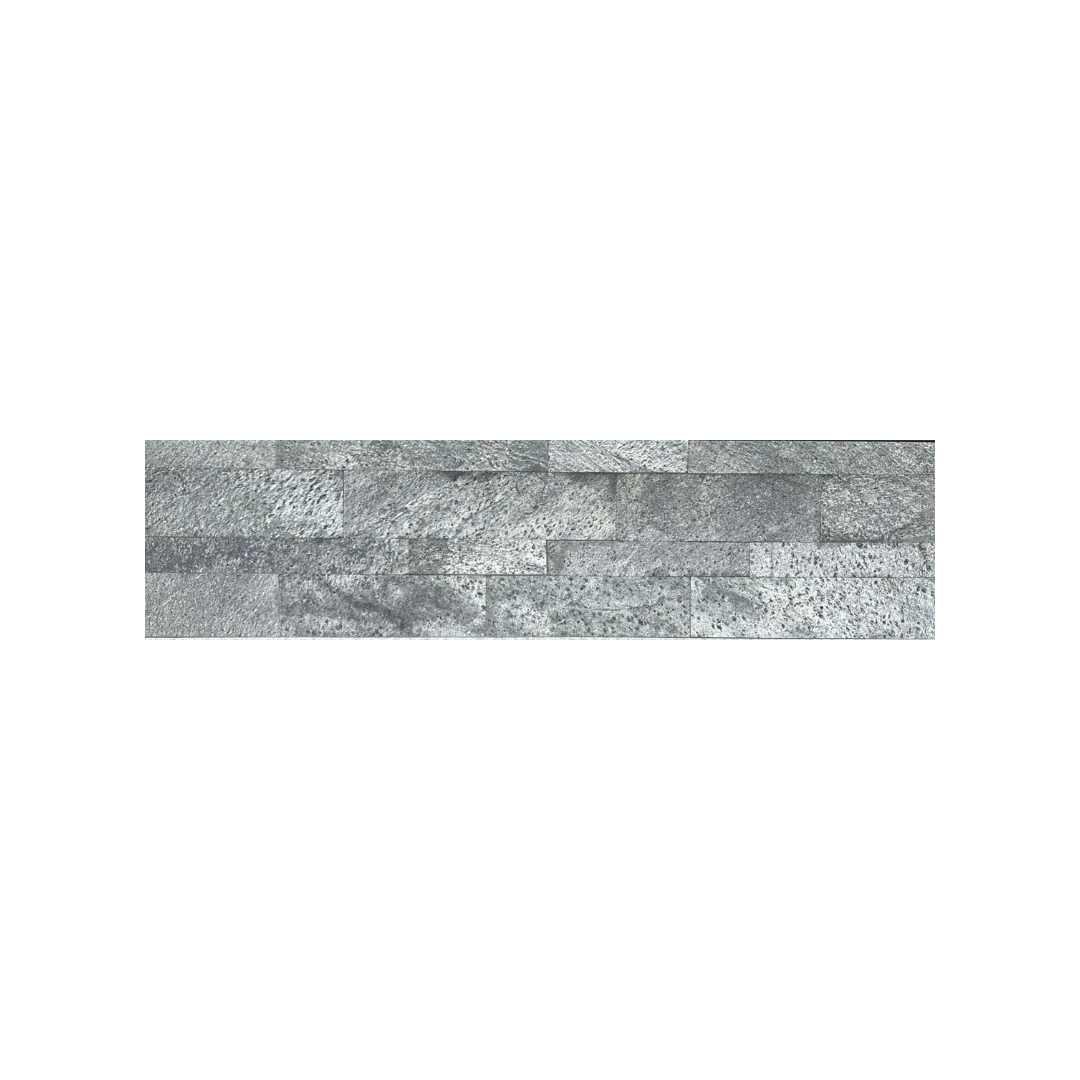 SINGAPORE SILVER GREY Quartz Natural Stone Wall Tile Peel & Stick 15 x 60 cm