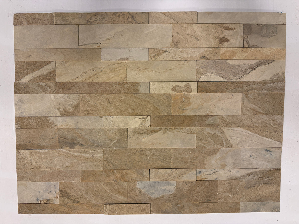 AUTUMN TAN Split Face Slate Natural Stone Peel & Stick Wall Tile - 15 x 60cm