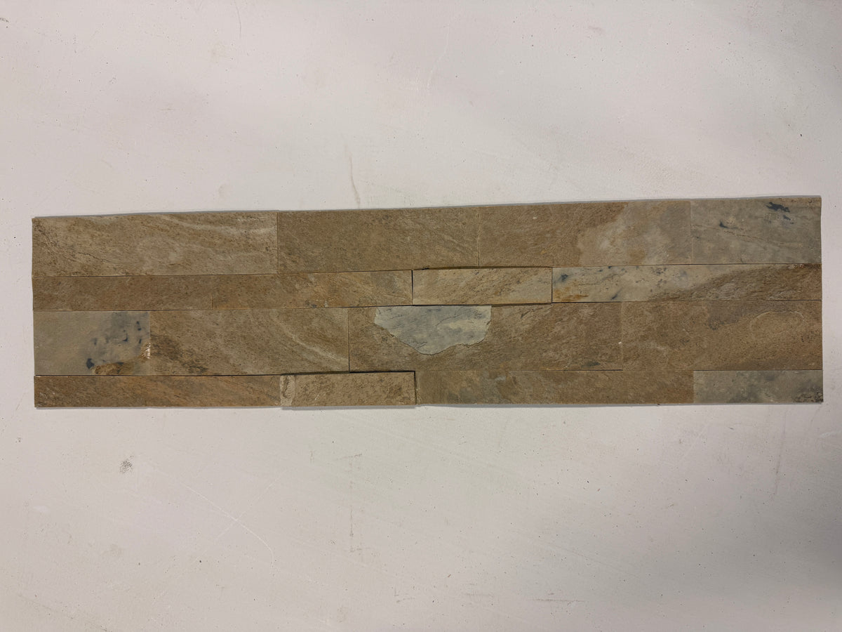 AUTUMN TAN Split Face Slate Natural Stone Peel & Stick Wall Tile - 15 x 60cm