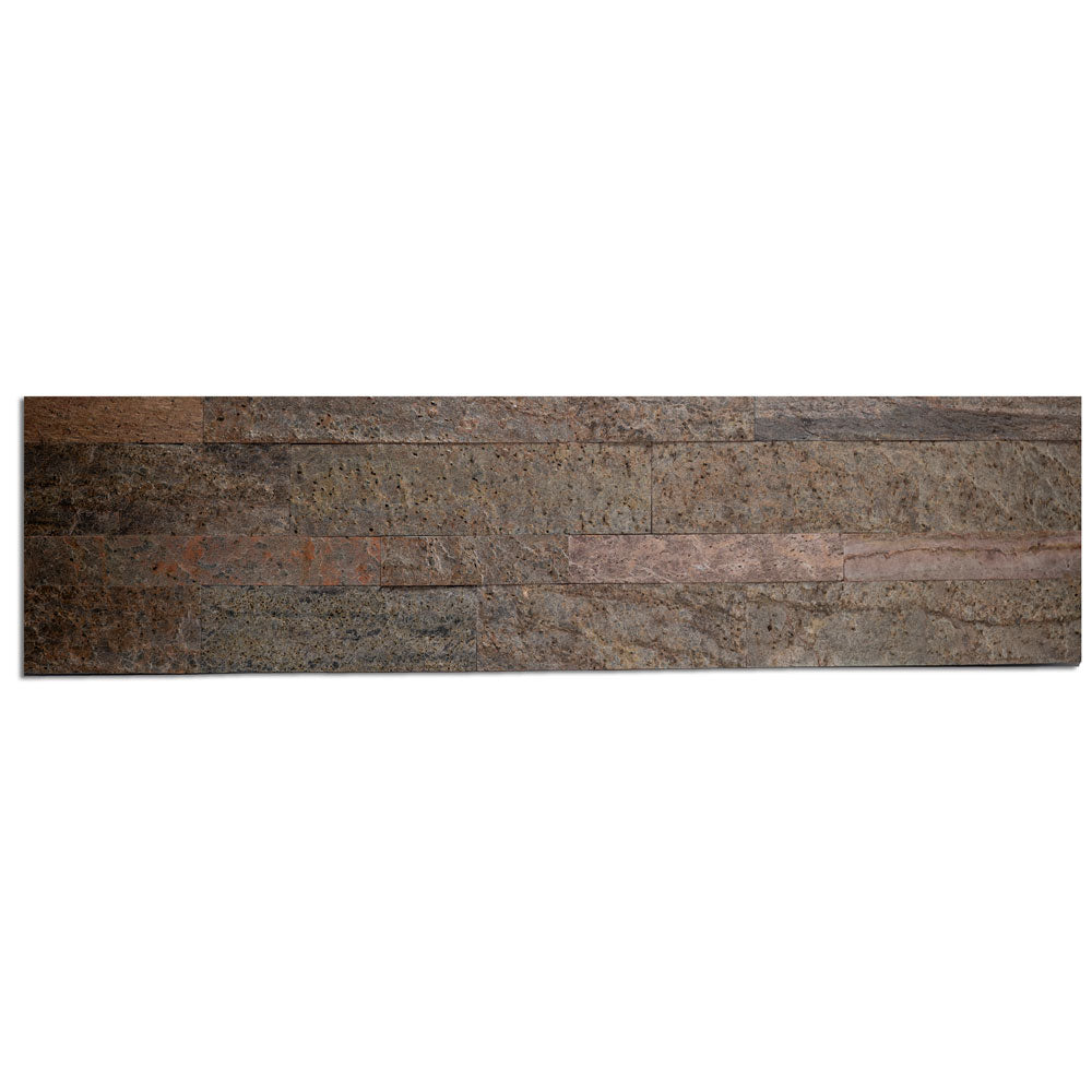 DUBAI COPPER Split Face Quartz Natural Stone Peel & Stick Wall Tiles - 15 x 60 cm