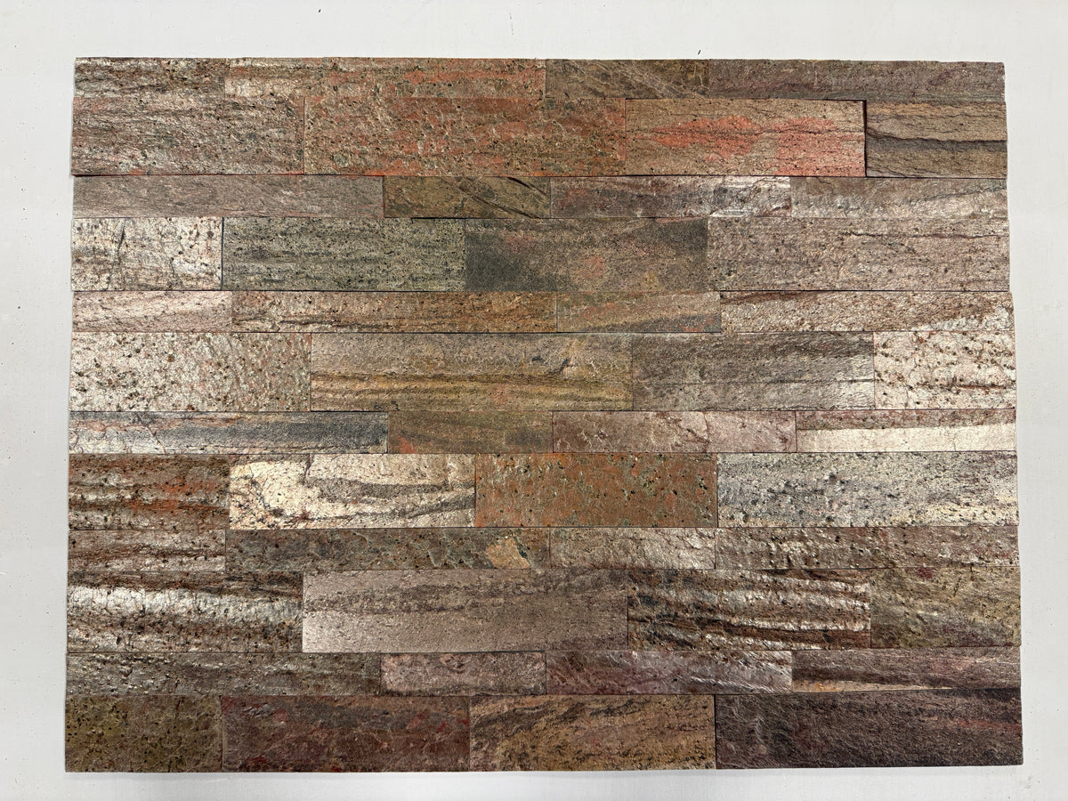 DUBAI COPPER Split Face Quartz Natural Stone Peel & Stick Wall Tiles - 15 x 60 cm