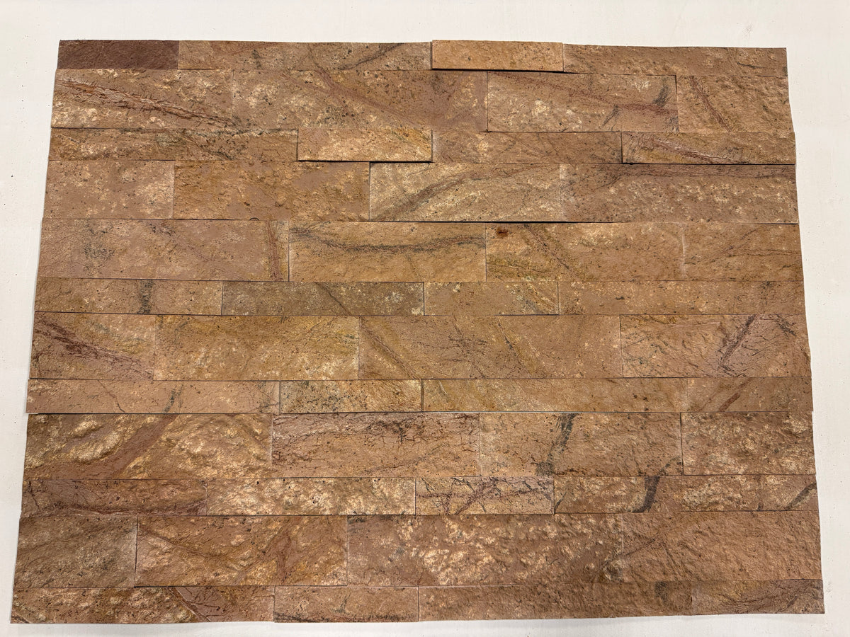 FOREST BROWN Split Face Marble Peel & Stick Wall Tile - 15 x 60cm 