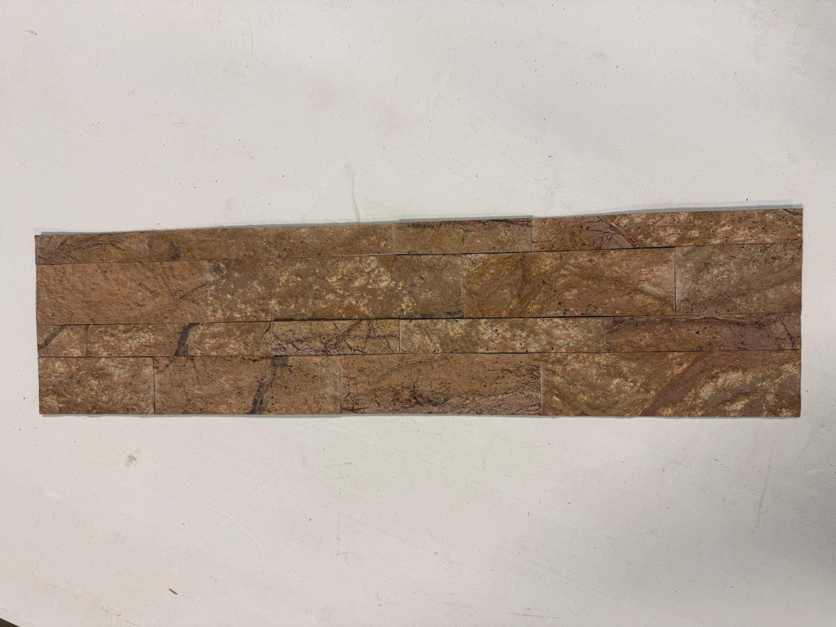 FOREST BROWN Split Face Marble Peel & Stick Wall Tile - 15 x 60cm 