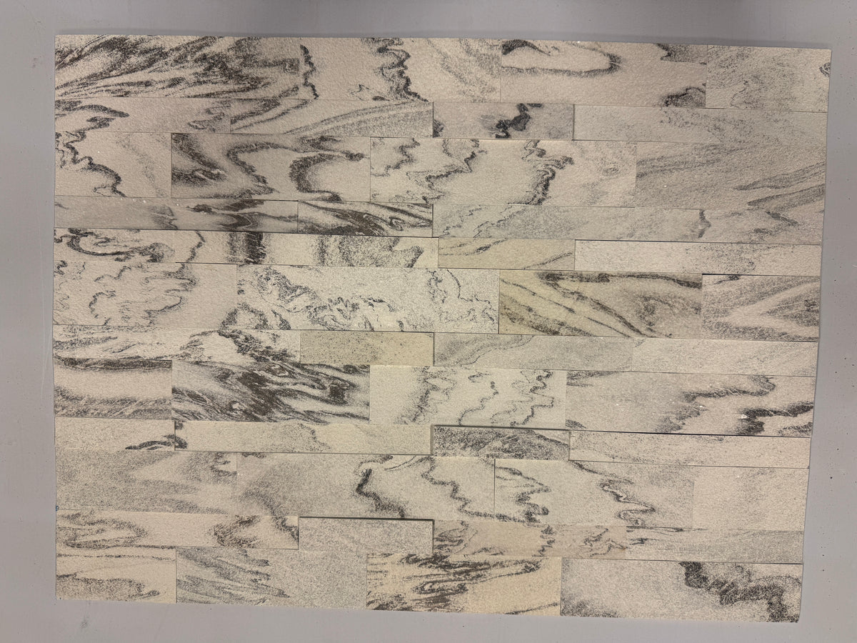 SATVARIO WHITE CLASSIC Split Face Marble Peel & Stick Wall Tile - 15 x 60 cm 