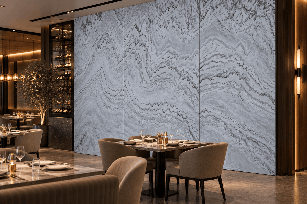 SATVARIO WHITE flexible stone veneer laminate - 122 x 244 x 0.2 cm 