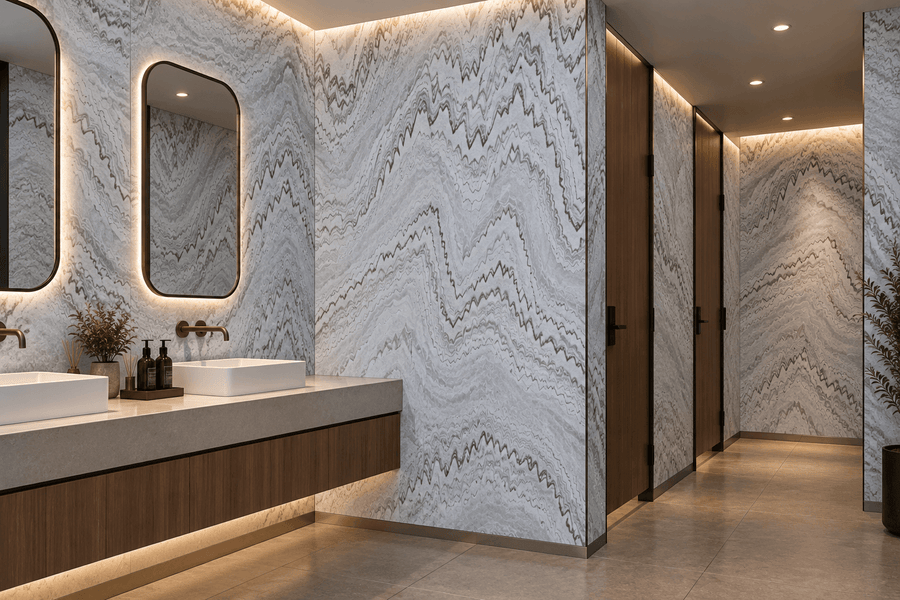 SATVARIO WHITE flexible stone veneer laminate - 122 x 244 x 0.2 cm 
