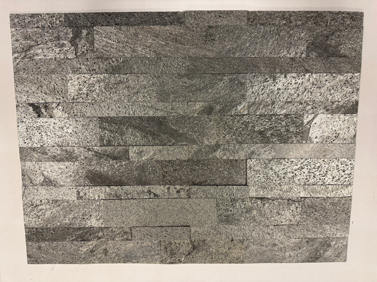 SINGAPORE SILVER GREY Quartz Natural Stone Wall Tile Peel & Stick 15 x 60 cm