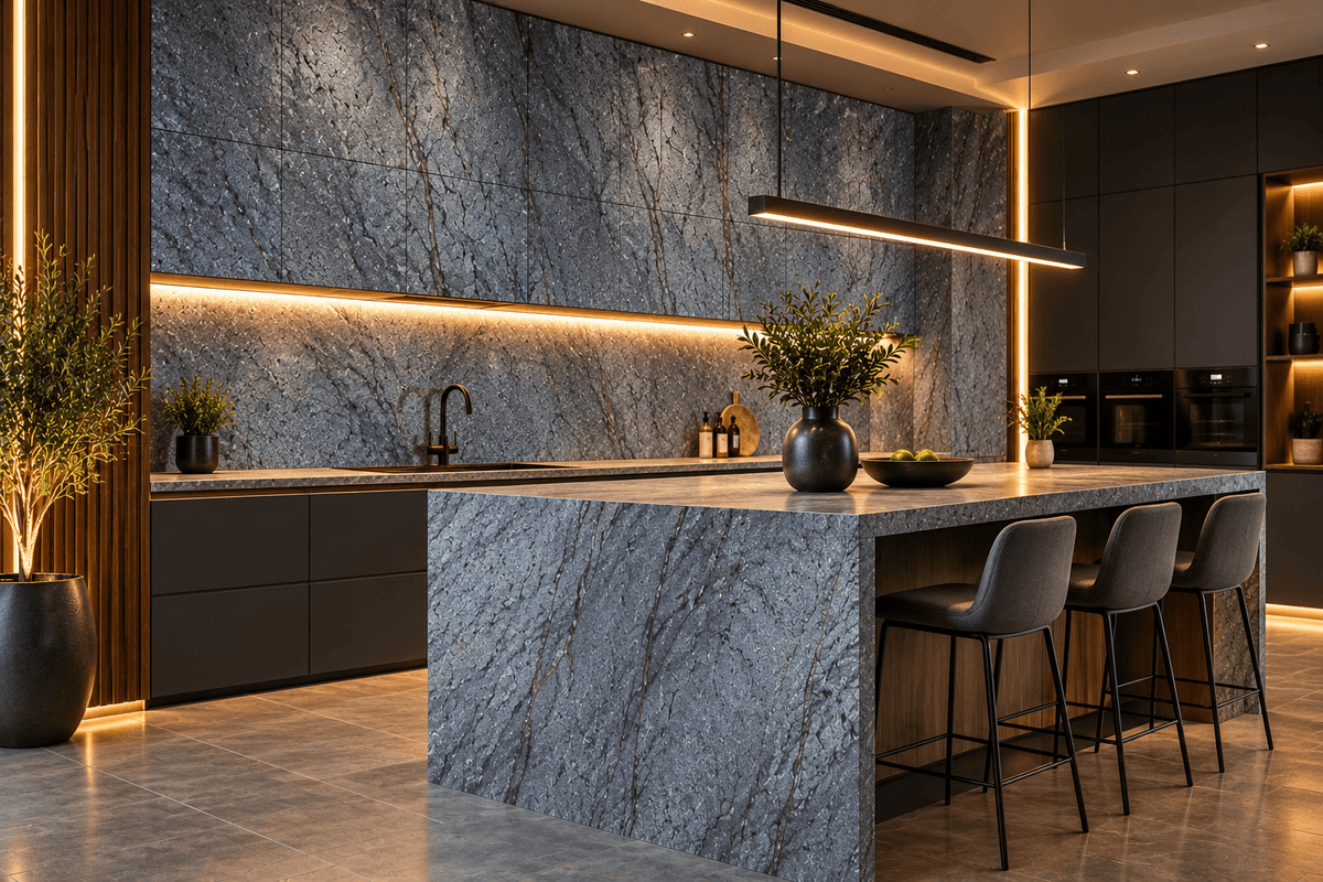 TOKYO EMERALD Large format natural stone veneer sheet - 122 x 300 x 0.2 cm