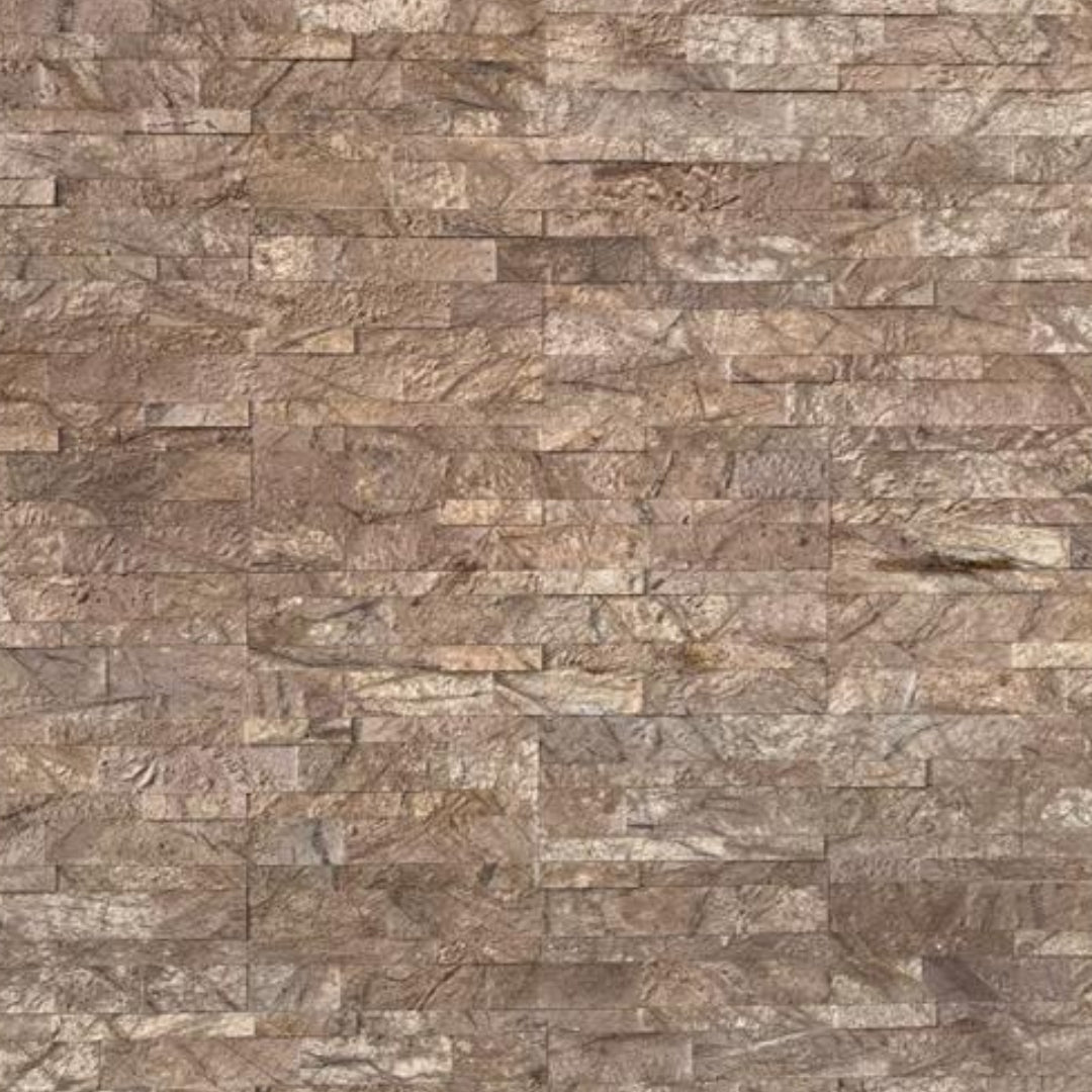 FOREST BROWN Split Face Marble Peel & Stick Wall Tile - 15 x 60cm 