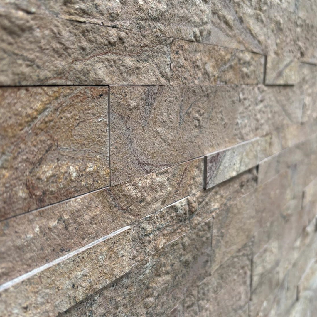 FOREST BROWN Split Face Marble Peel & Stick Wall Tile - 15 x 60cm 