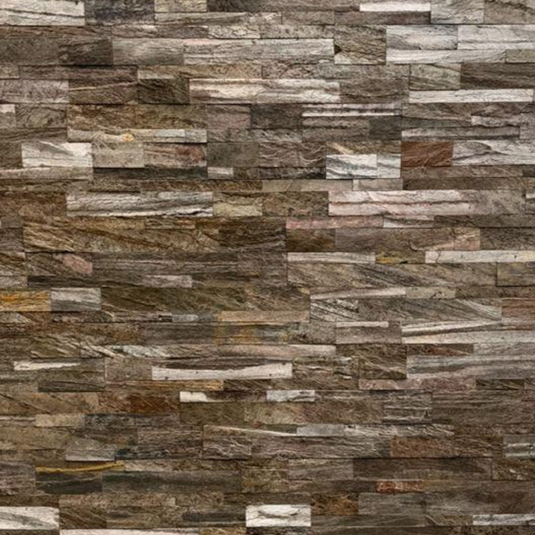 DUBAI COPPER Split Face Quartz Natural Stone Peel & Stick Wall Tiles - 15 x 60 cm