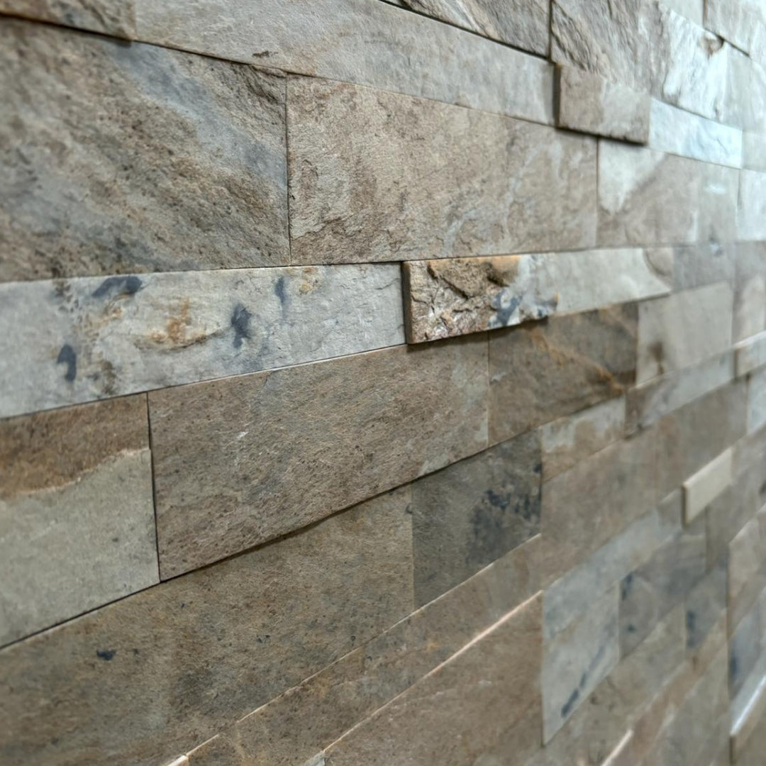 AUTUMN TAN Split Face Slate Natural Stone Peel & Stick Wall Tile - 15 x 60cm