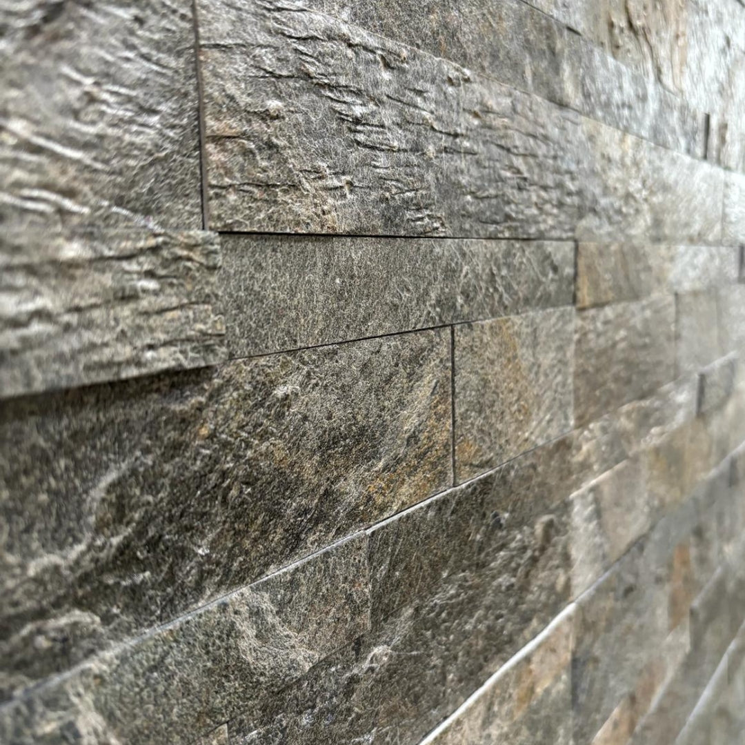 TOKYO EMERALD Split Face Quartzite Natural Stone Peel &amp; Stick Wall Panel - 15 x 60 cm