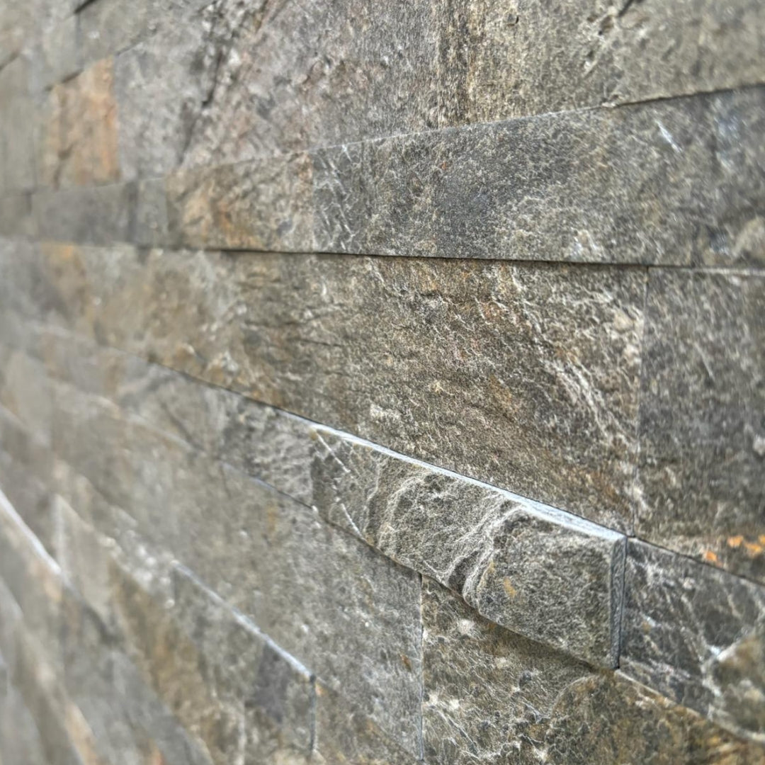 TOKYO EMERALD Split Face Quartzite Natural Stone Peel &amp; Stick Wall Panel - 15 x 60 cm