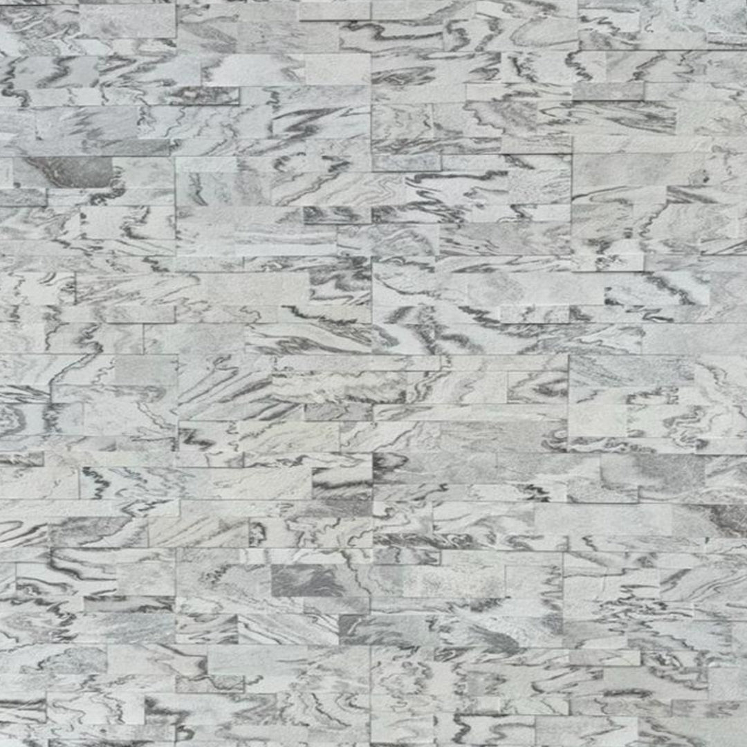 SATVARIO WHITE CLASSIC Split Face Marble Peel & Stick Wall Tile - 15 x 60 cm 