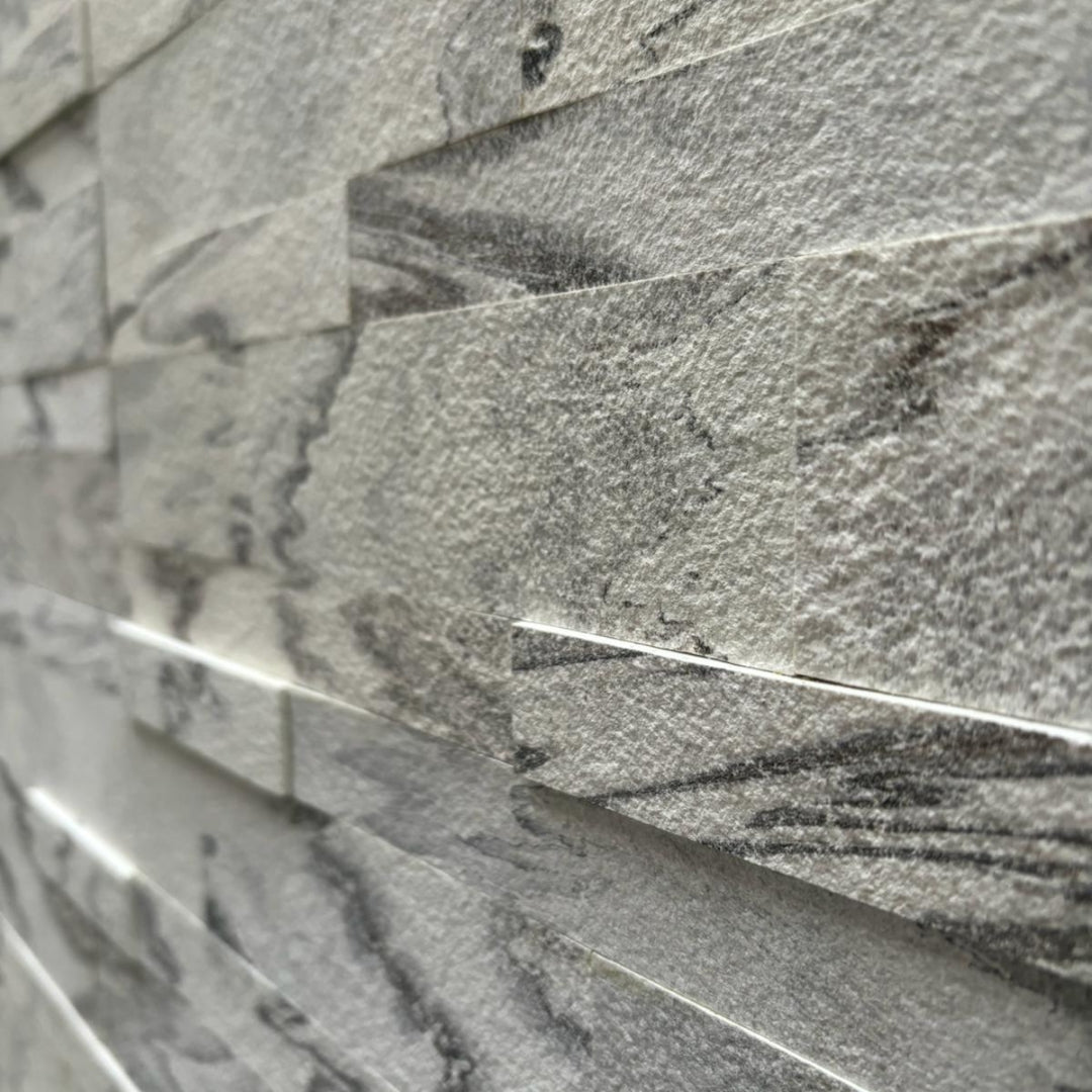 SATVARIO WHITE CLASSIC Split Face Marble Peel & Stick Wall Tile - 15 x 60 cm 