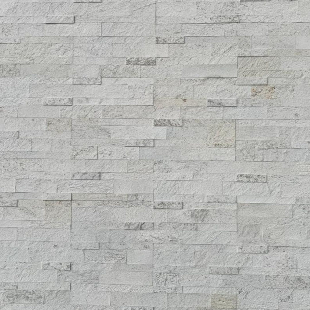 WHITE Quartzite Split Face Natural Stone Peel & Stick Wall Tiles - 15 x 60 cm
