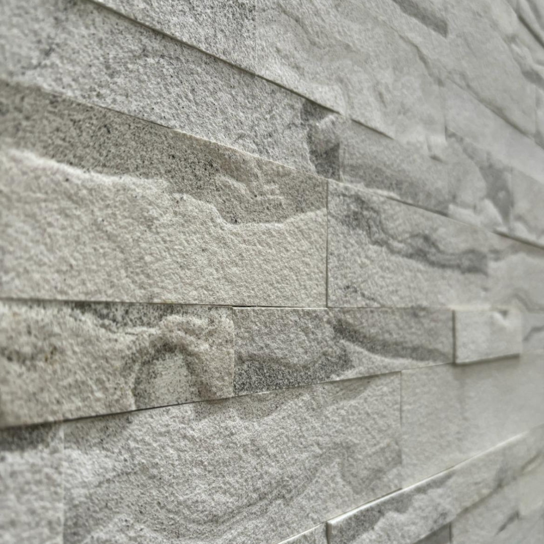 SATVARIO WHITE Split Face Marble Peel & Stick Wall Tiles - 15 x 60 cm