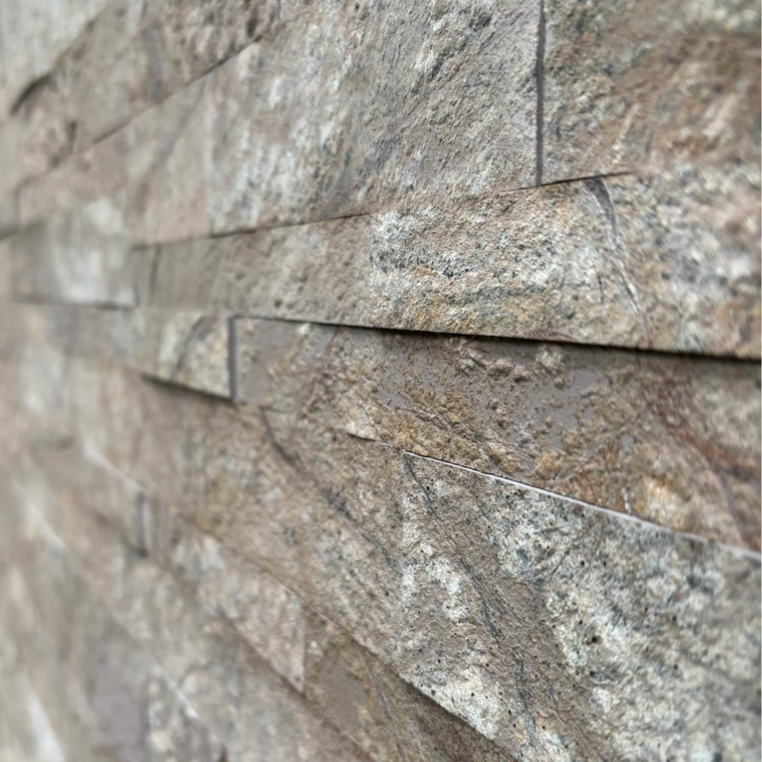 FOREST BROWN Split Face Marble Peel & Stick Wall Tile - 15 x 60cm 