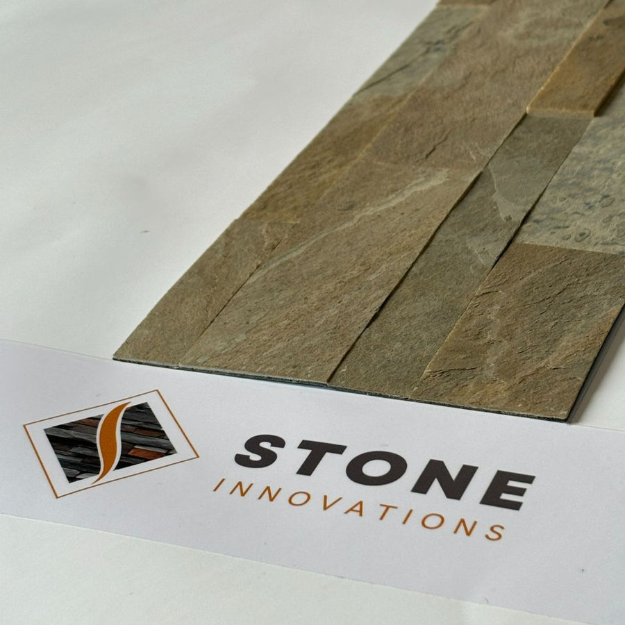 AUTUMN TAN Split Face Slate Natural Stone Peel & Stick Wall Tile - 15 x 60cm