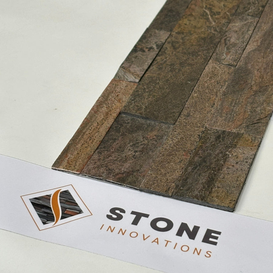 DUBAI COPPER Split Face Quartz Natural Stone Peel & Stick Wall Tiles - 15 x 60 cm