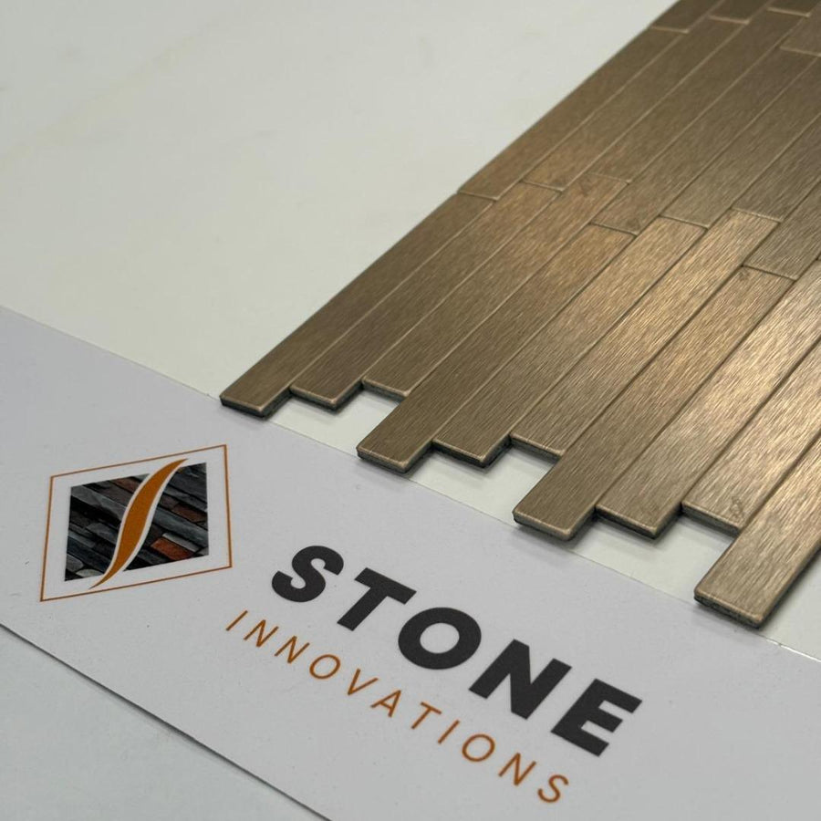 BRUSHED GOLD/COPPER Micro Metal Self-Adhesive Tiles 15x31.2