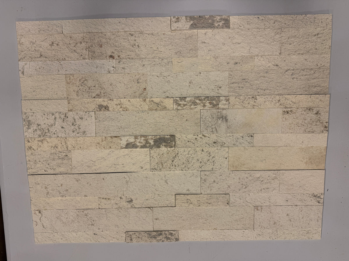 WHITE Quartzite Split Face Natural Stone Peel & Stick Wall Tiles - 15 x 60 cm