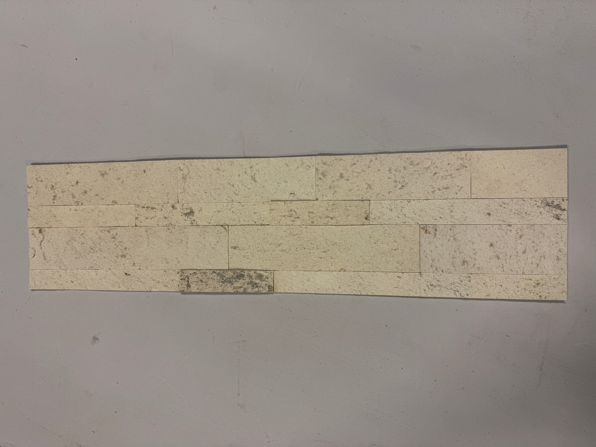 WHITE Quartzite Split Face Natural Stone Peel & Stick Wall Tiles - 15 x 60 cm