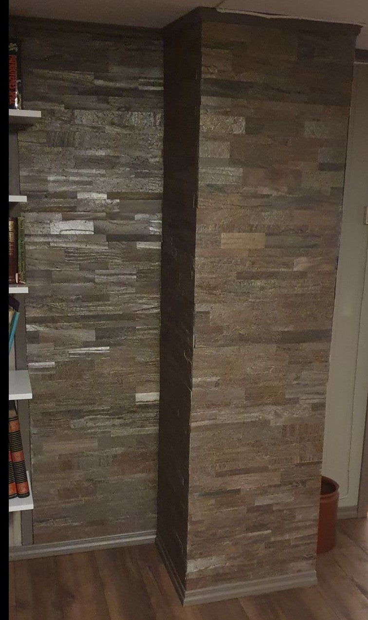 DUBAI COPPER Split Face Quartz Natural Stone Peel & Stick Wall Tiles - 15 x 60 cm